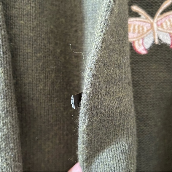 Soft Surroundings Women’s Floral Embroidered Knit Cardigan Large Green Artsy - Picture 6 of 14